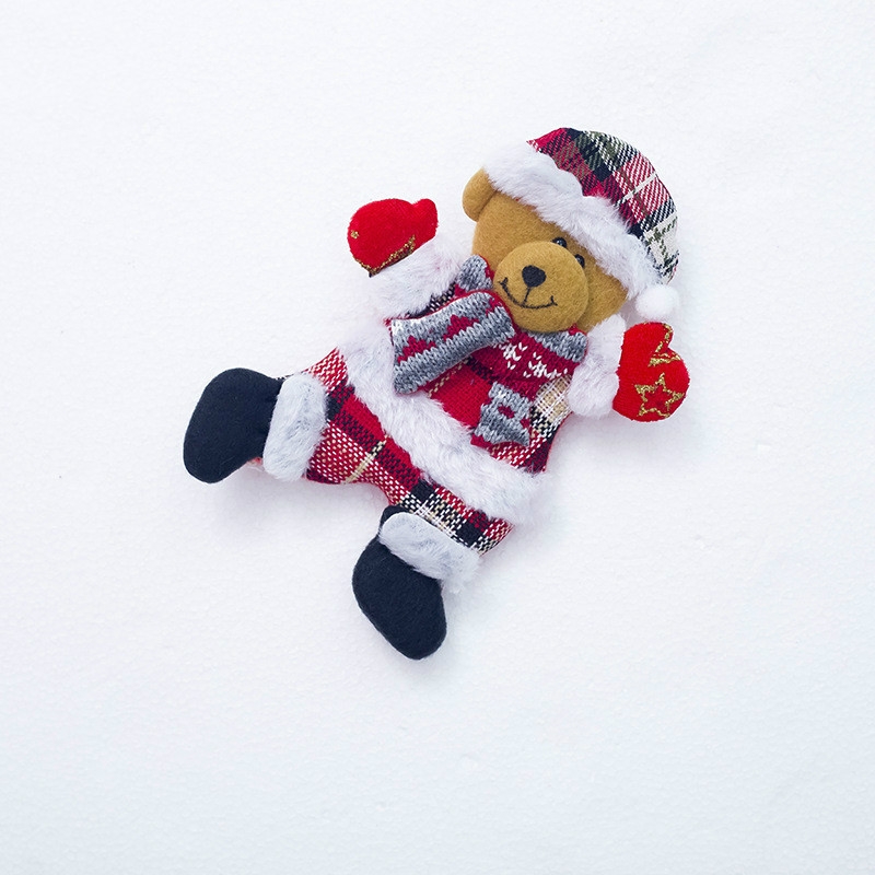 2 PCS Christmas Doll Pendant Santa Plush Small Ornaments Plush Small Doll Bag Hanging Ornaments (Christmas Bear)