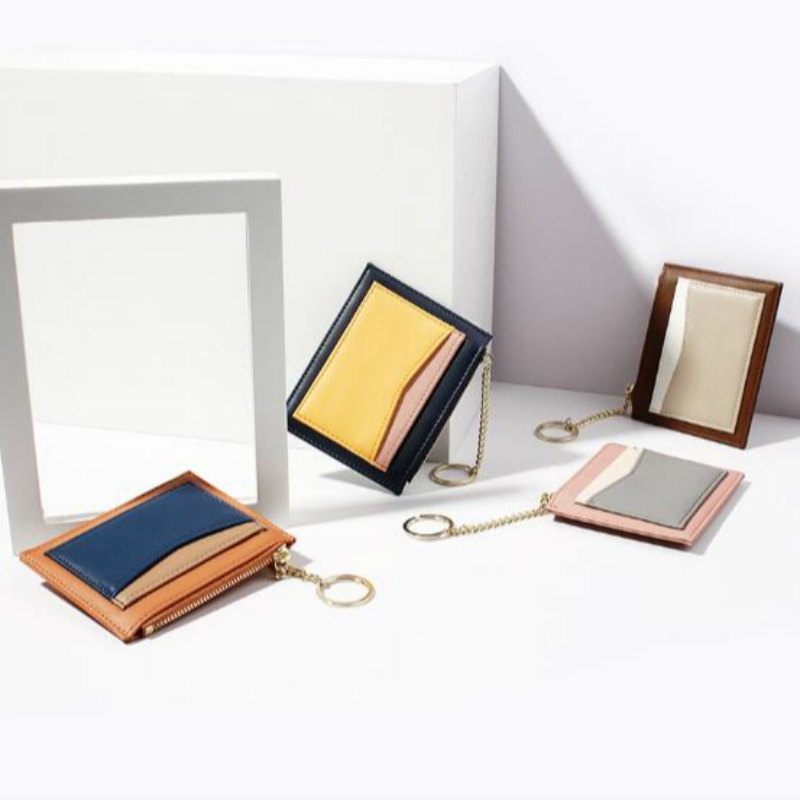 3 PCS Fashion Stitching Multi-card Zipper Card Bag Multi-function Mini Wallet (Brown)