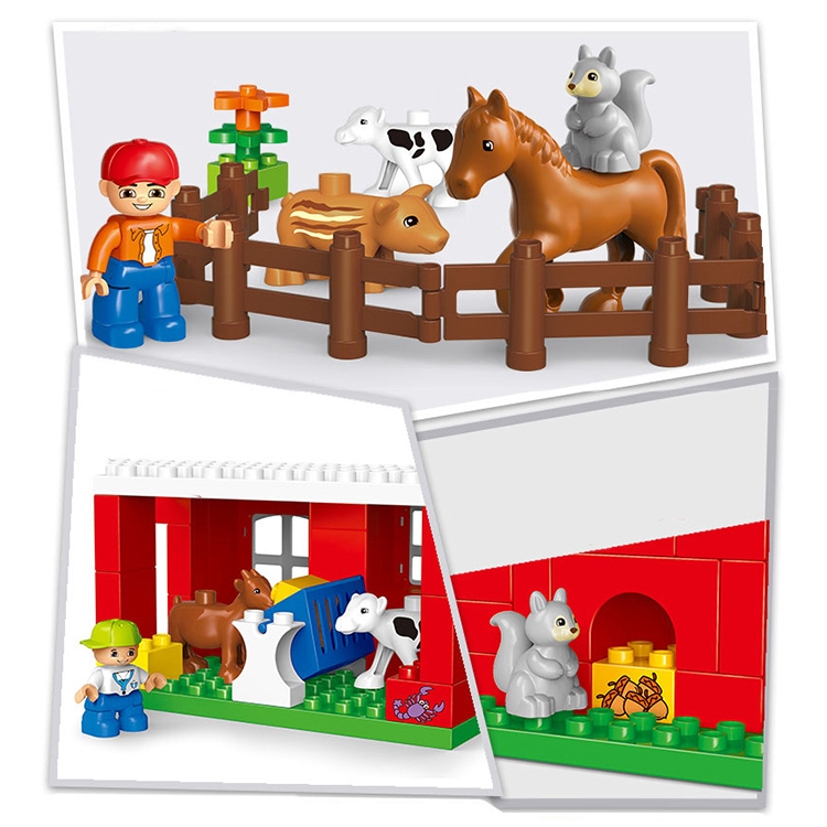 Large Particle Wood Puzzle Assembled Animal Farm Scene Building Blocks Children Early Education Toys