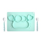Silicone Feeding Set Combination Anti-fall Suction Cup Bowl Child Complementary Food Tableware Dinner Plate, Style: Without Bowl ((Blue) Crab)