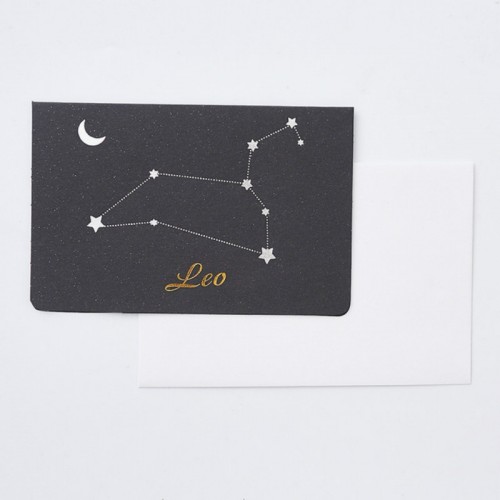 10 PCS Twelve Constellation Business Gift Message Birthday Party Holiday Handwritten Folding Greeting Card Envelope (Leo)
