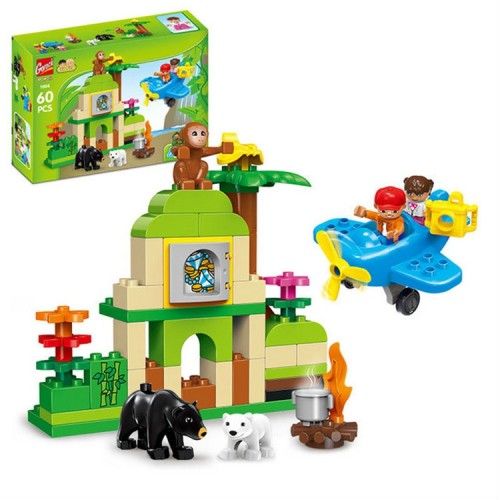 1004-60 PCS Gegle Children Large Particles Enlightenment Blocks Assembled Theme Jungle Adventure Scene Educational Toys