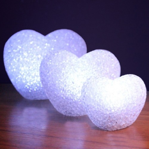 8cm White Heart Indoor Decorative LED Night Light Romantic 3D Love Heart Valentine Day Wedding Party Decoration
