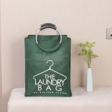 Dirty Clothes Storage Foldable Laundry Bag Laundry Hamper with Alumimum Handle (Army Green)