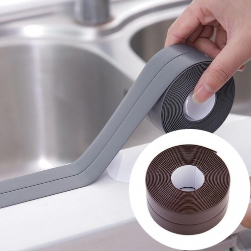 Durable PVC Material Waterproof Mold Proof Adhesive Tape Kitchen Bathroom Wall Sealing Tape, Width: 3.8cm x 3.2m (Brown)