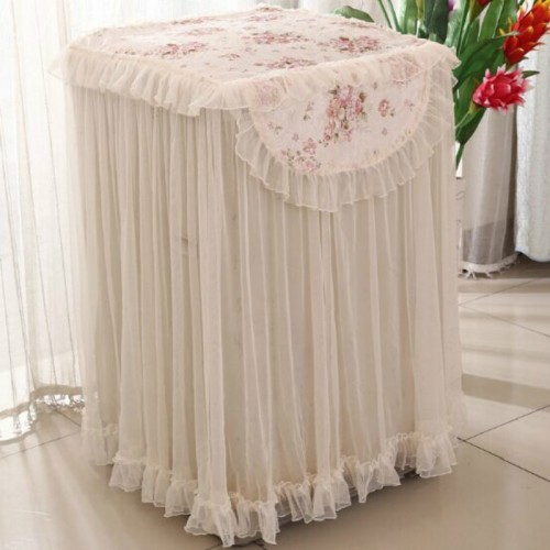 Cloth Lace Washing Machine Cover Sun Protection Dust Cover For Fully Automatic (White)