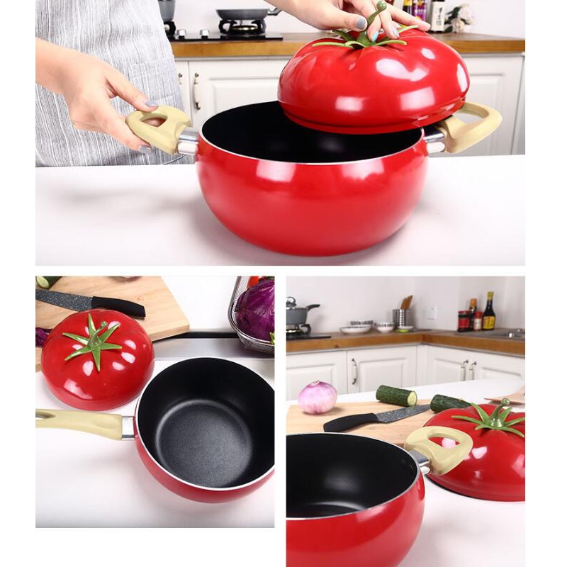 Creative Cute Tomato Shaped Pot Complementary Food Non-stick Frying Pan Cooker Universal, Style: Frying Pan