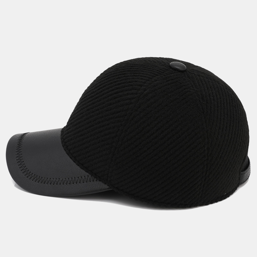 Men's Warm Outdoor Earmuffs Leather Hat Baseball Cap