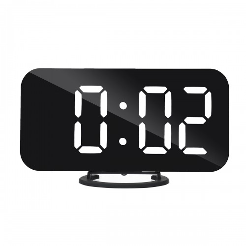 Digital LED Mirror Large Display Alarm Clock Snooze Function Dual USB Charger