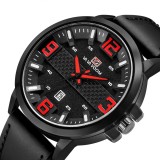 VA VA VOOM VA-217 Fashion Men Watch Calendar Display 3ATM Waterproof Leather Strap Quartz Watch