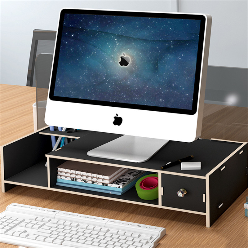 Multi-function Desktop Organizer Wood Desktop Monitor Stand Computer Laptop Screen Riser Desk Shelf Rack
