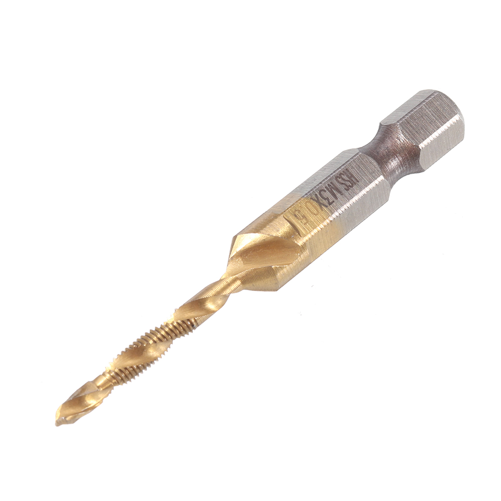 Drillpro 6Pcs M3-M10 Combination Drill Tap Bit HSS Titanium Coated Deburr Countersink Bits with Aotumatic Center Punch