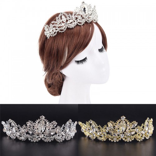 Rhinestones Baroque Bridal Crown Tiara Wedding Headband Hair Headdress Flower King Prom