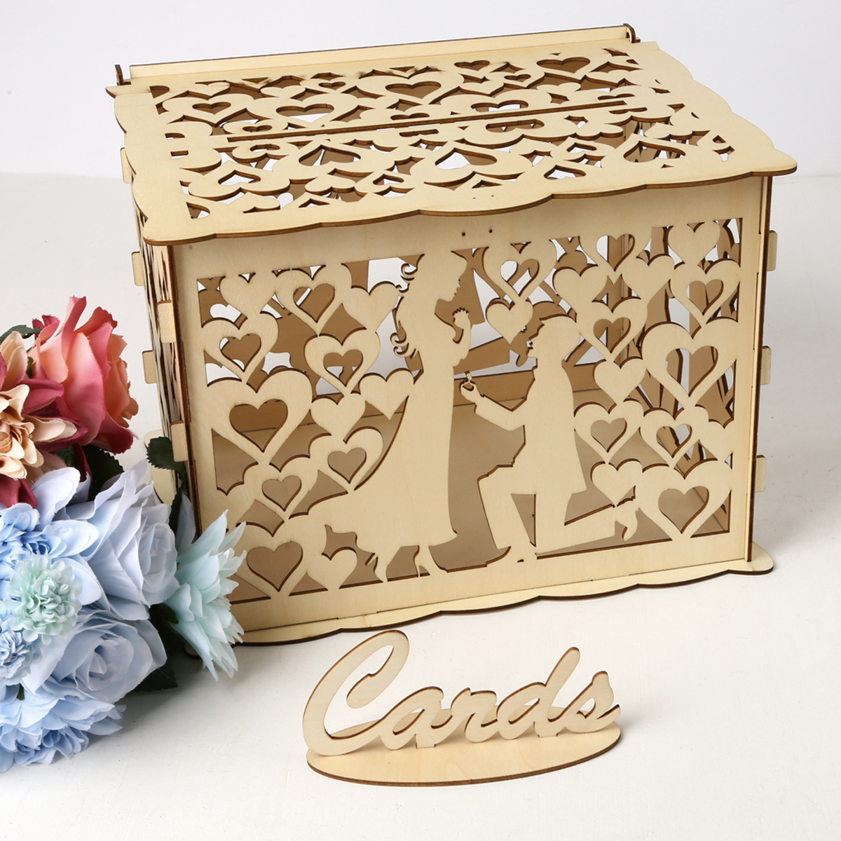 Wedding Greeting Card Box Wooden Box Lock Wedding Party Decoration Money Case