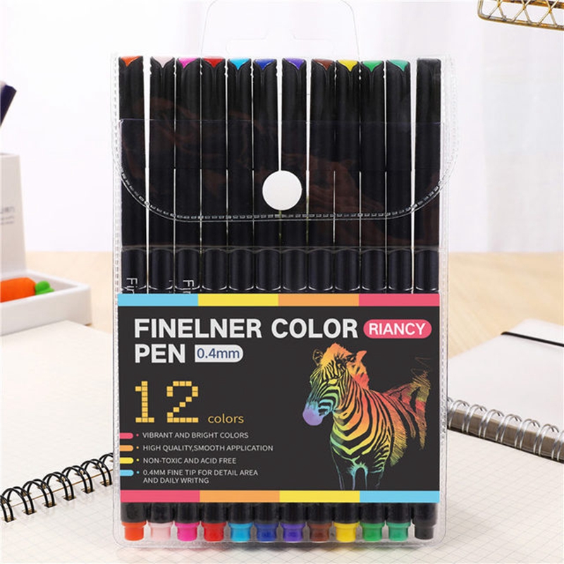Colorful Hook Line Pen 12/24/36 Colors 0.4mm Needle Pen Set Markers Pens Fine Tip Drawing Pen Art Office School Supplies