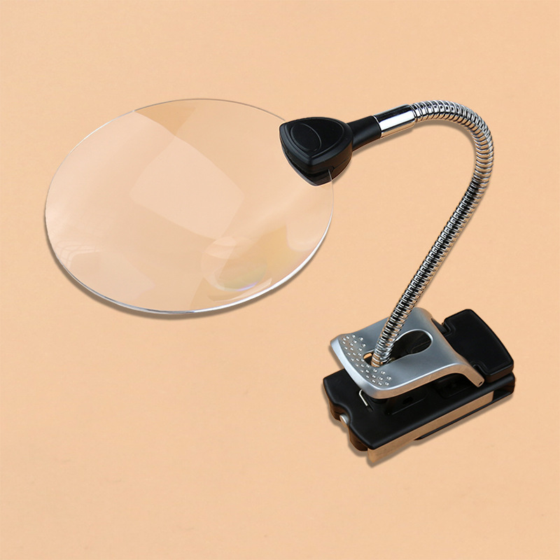 2.5X 8X Desk Reading Lamp Clamp Folding LED Lighted Magnifier Loupe Desktop Magnifying Glass With Wireless Magnifier