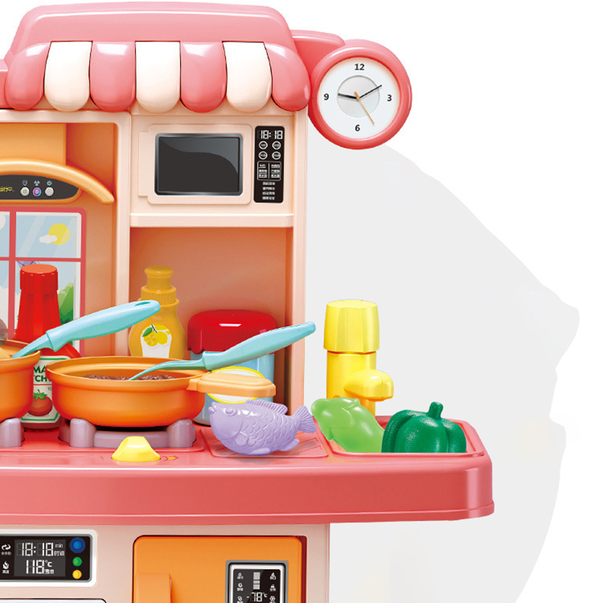 23pcs 39CM Kitchen Kids Playset Pretend Play Toy Cooking Set Light Sound 