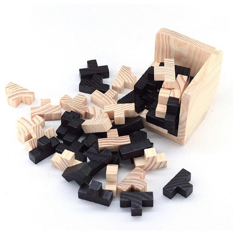 Wooden Cube Puzzle Toys 3D Kongming Lock Luban Lock Interlocking Educational Toy Kids Brain Teaser Children Classical Early Learning Puzzles
