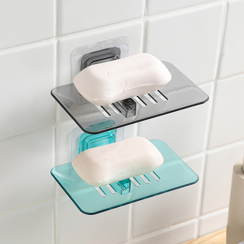 Bathroom Wall Mounted Soap Case Storage Tray Drain Soap Dish Holder 