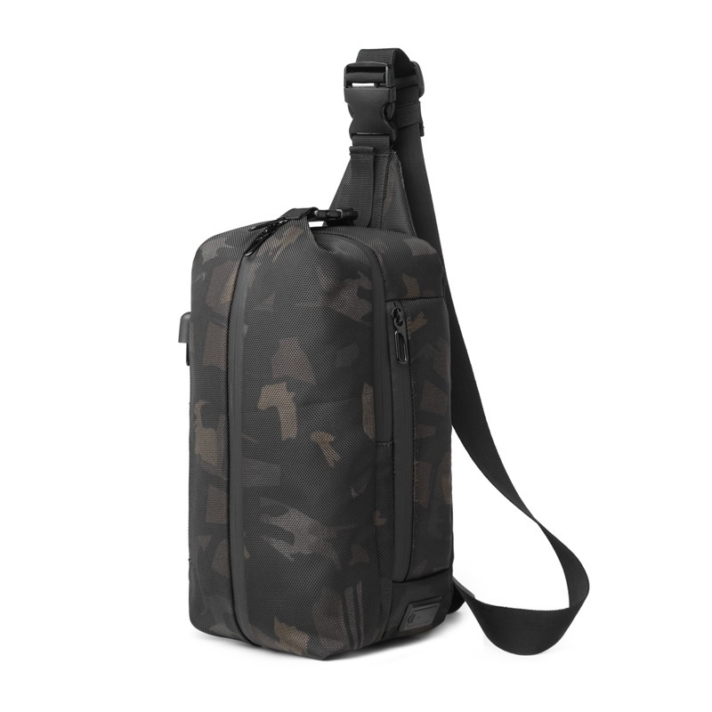 OZUKO Men's Oxford Student Outdoor Sports Casual Crossbody Bag Travel USB Waterproof Bag Shoulder Sling Bag Chest Bag