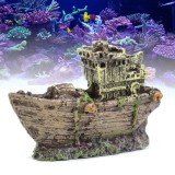 Aquarium Ornament Wreck Fish Tank Cave Sailing Boat Sunk Ship Destroyer Decorations