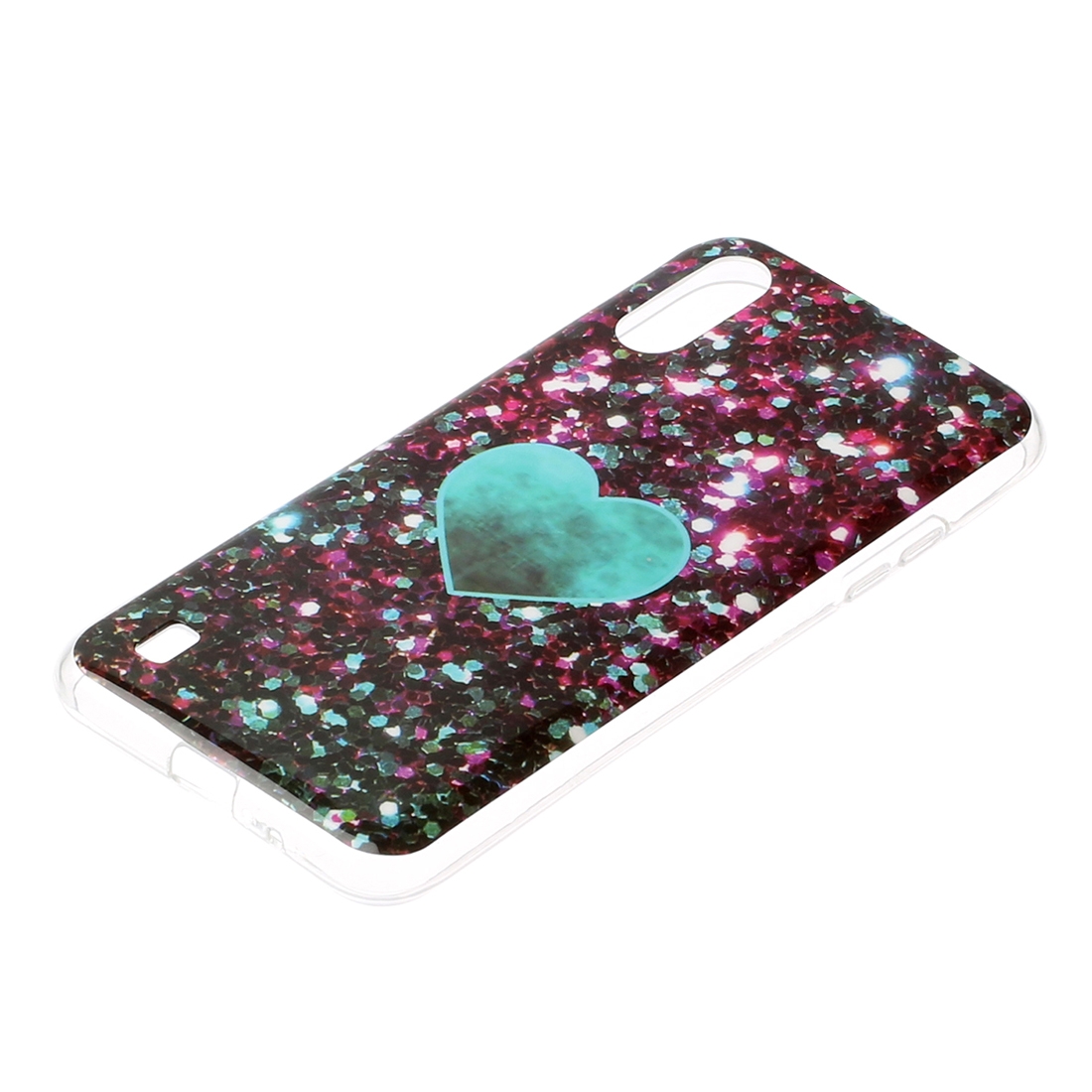 For Galaxy A01 Marble Pattern Soft TPU Protective Case (Green Love)