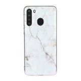 For Galaxy A21 Marble Pattern Soft TPU Protective Case (White)