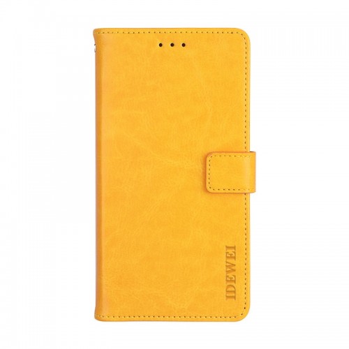 For OPPO Realme 5i idewei Crazy Horse Texture Horizontal Flip Leather Case with Holder & Card Slots & Wallet (Yellow)