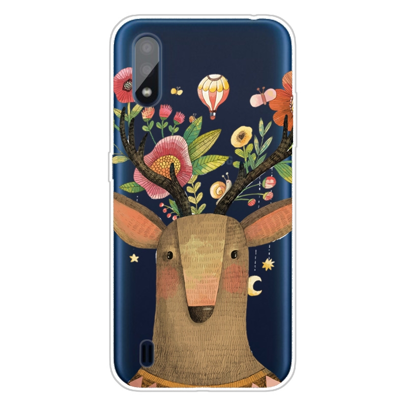 For Galaxy A01 Shockproof Painted Transparent TPU Protective Case (Flower Deer)