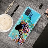 For Galaxy A31 Shockproof Painted Transparent TPU Protective Case (Flower Girl)