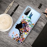 For Galaxy A41 Shockproof Painted Transparent TPU Protective Case (Flower Girl)