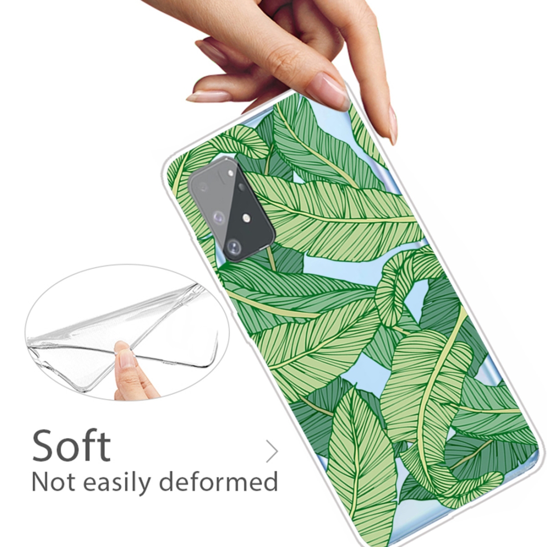 For Galaxy A91 / S10 Lite 2020 Shockproof Painted Transparent TPU Protective Case (Banana Leaf)