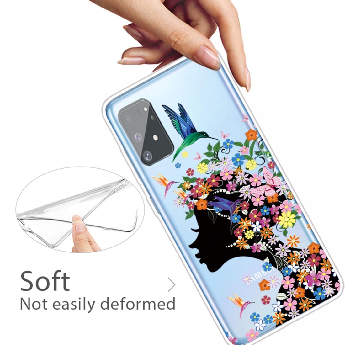 For Galaxy A91 / S10 Lite 2020 Shockproof Painted Transparent TPU Protective Case (Flower Girl)