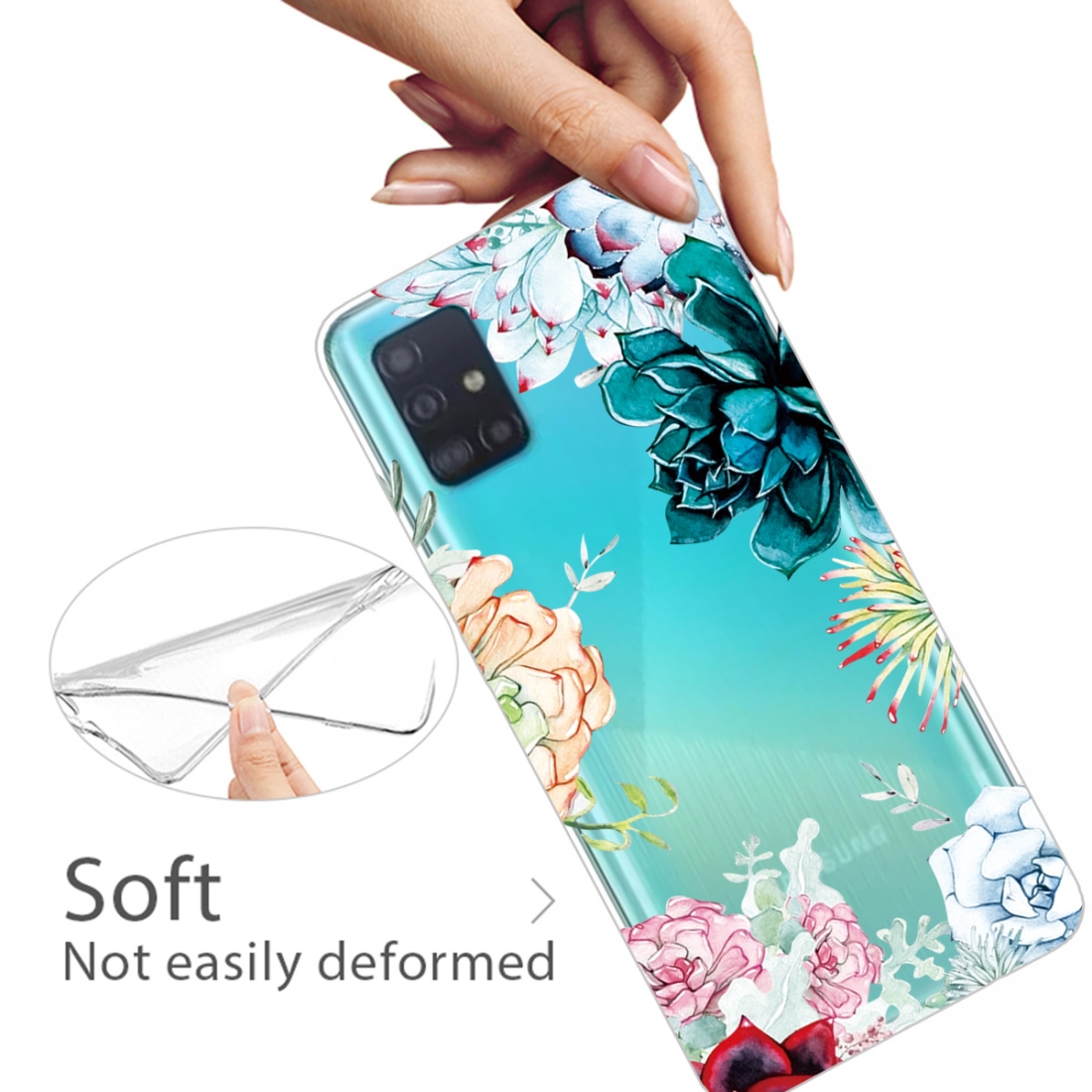 For Galaxy A31 Shockproof Painted Transparent TPU Protective Case (Gem Flower)