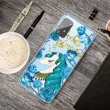 For Galaxy A91 / S10 Lite 2020 Shockproof Painted Transparent TPU Protective Case (Blue Flower Unicorn)