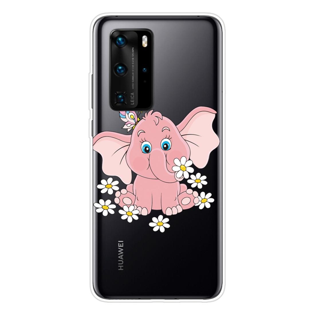 For Huawei P40 Pro Shockproof Painted Transparent TPU Protective Case (Little Pink Elephant)