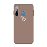For Galaxy A11 Three Dots Love-heart Pattern Colorful Frosted TPU Phone Protective Case (Khaki)