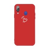 For Galaxy A40 Three Dots Love-heart Pattern Colorful Frosted TPU Phone Protective Case (Red)