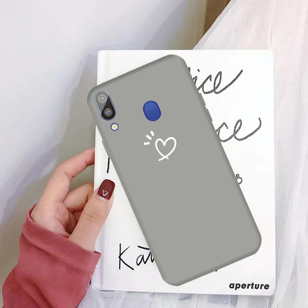 For Galaxy A40 Three Dots Love-heart Pattern Colorful Frosted TPU Phone Protective Case (Grey)