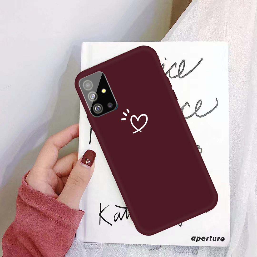 For Galaxy S20 Plus Three Dots Love-heart Pattern Colorful Frosted TPU Phone Protective Case (Wine Red)