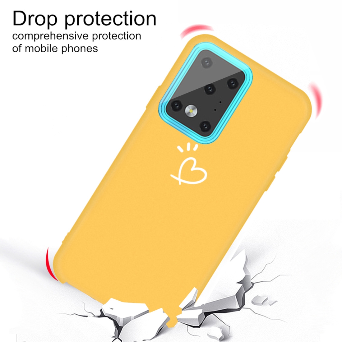 For Galaxy S20 Ultra Three Dots Love-heart Pattern Colorful Frosted TPU Phone Protective Case (Yellow)