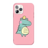 For iPhone 11 Pro Max Cartoon Animal Pattern Shockproof TPU Protective Case (Pink Crocodile Bird)