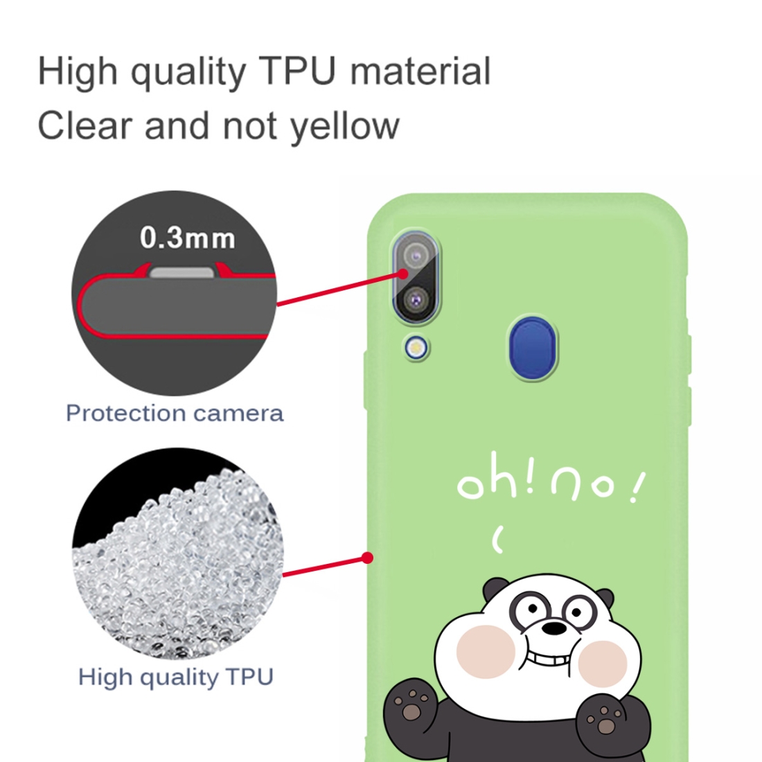 For Galaxy A30 Cartoon Animal Pattern Shockproof TPU Protective Case (Green Panda)
