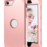 For iPhone SE 2020 Silicone + PC Three-piece Anti-drop Mobile Phone Protection Bback Cover (Rose Gold)