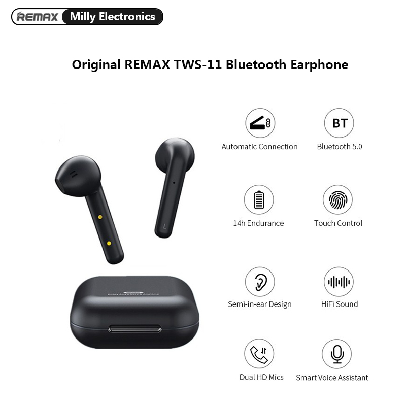 Remax TWS-11 True Wireless HiFi bluetooth V5.0 Touch Control Earphone Bass DSP Noise Reduction Earbuds For Huawei Xiaomi