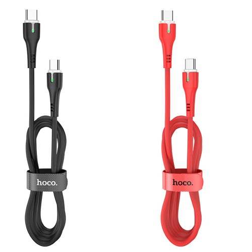 HOCO Type C to Type C 60W PD LED Indicator Lights Fast Charging Data Cable For Huawei P30 Pro P40 mATE 30 5G Xiaomi Mi10 S20