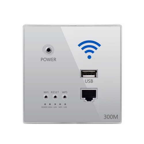86 Type Through Wall AP Panel 300M Hotel Wall Relay Intelligent Wireless Socket Router With USB (Gray)