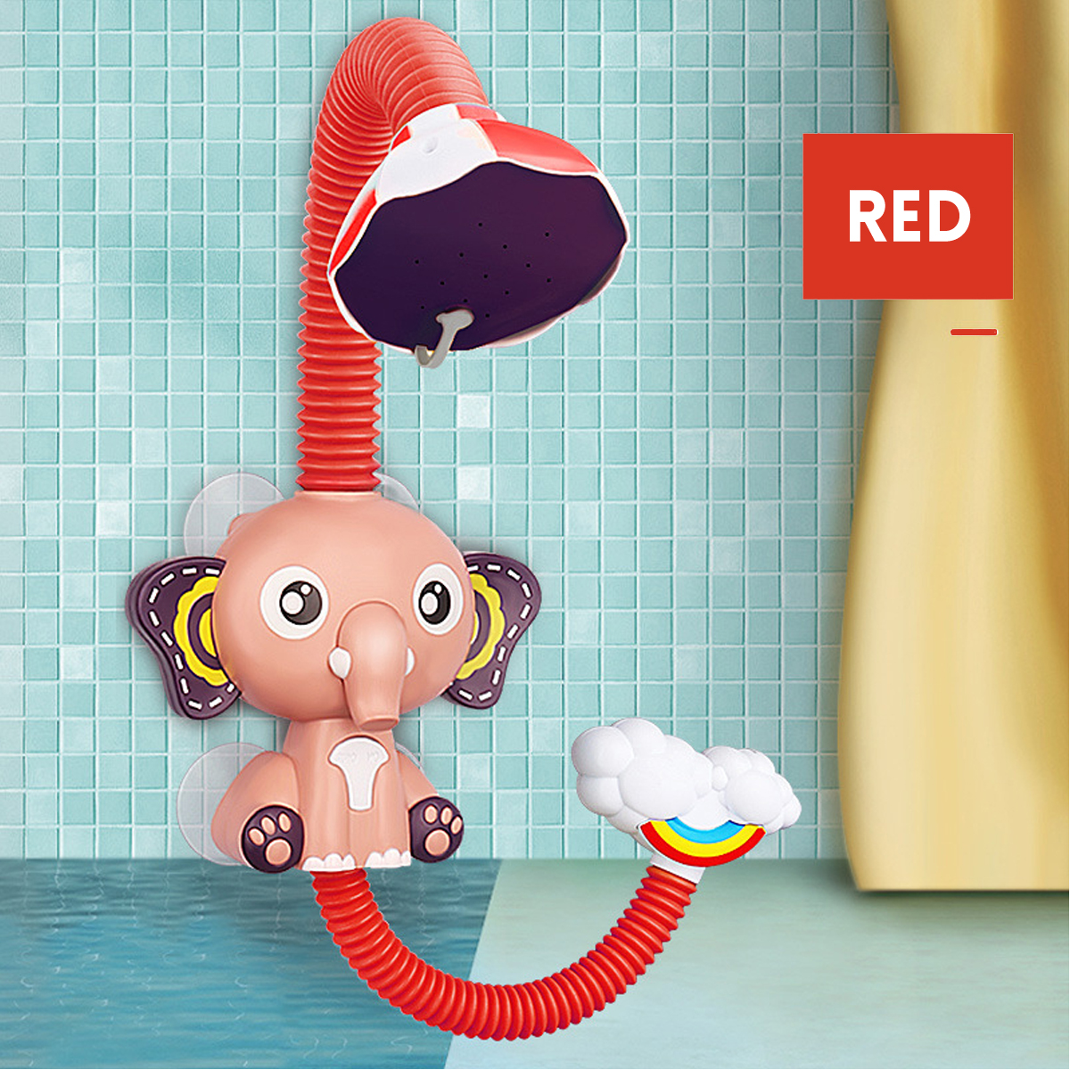 Electric Elephant Faucet Shower Water Spray Baby Bath Toy Two Water Outlet Modes for Kids Swimming Bathroom