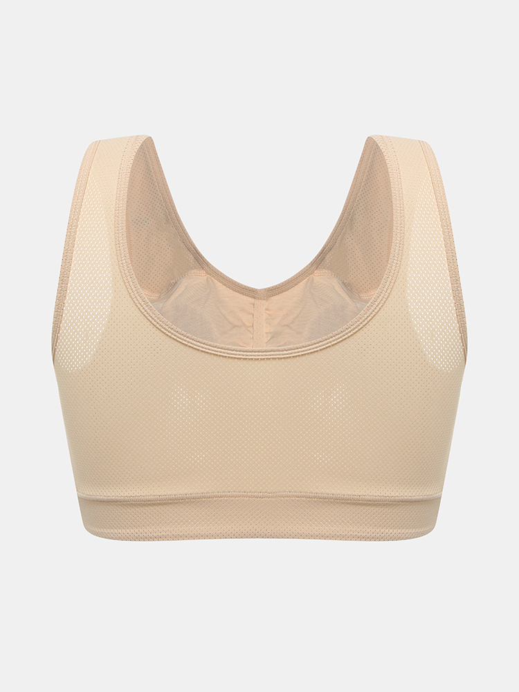 Women Solid Color Seamless Gather Wireless Removable Chest Pad Bra