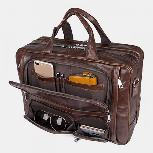 Men Multifunction Multi-pocket Waterproof 15.6 Inch Laptop Bag Briefcase Business Handbag Crossbody Bag